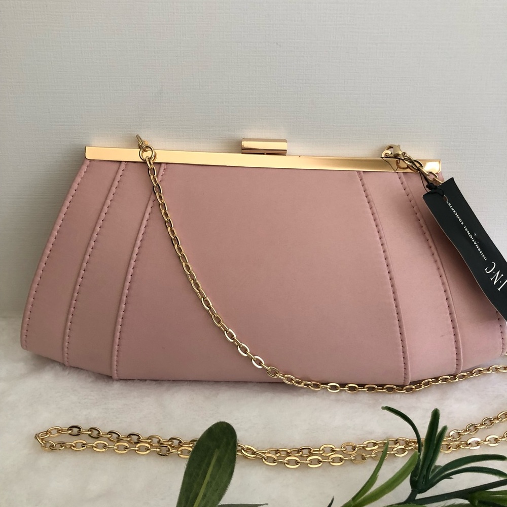 INC International Concepts Framed Wing Clutch, Pale Pink, NWT